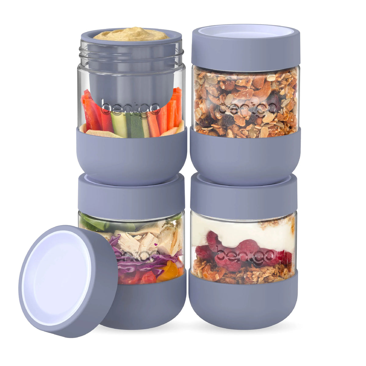Bentgo Leak-Proof Glass Food Jars, Boots, & Inner Cup (16 fl oz Jars)