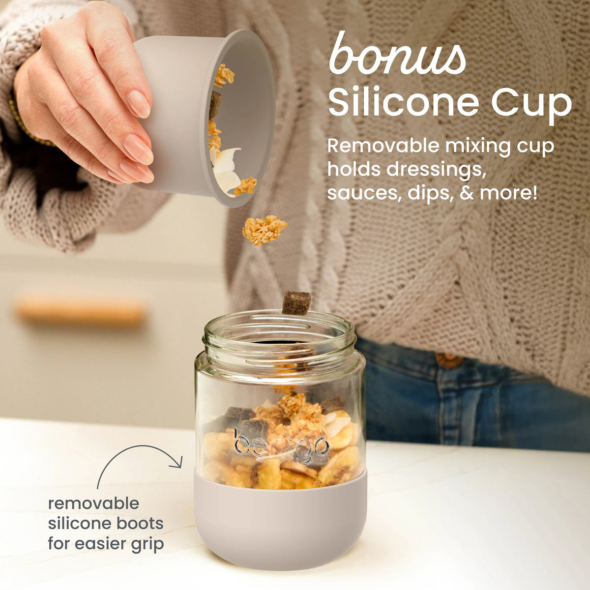 Bentgo Leak-Proof Glass Food Jars, Boots, & Inner Cup (16 fl oz Jars)