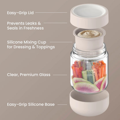 Bentgo Leak-Proof Glass Food Jars, Boots, & Inner Cup (16 fl oz Jars)